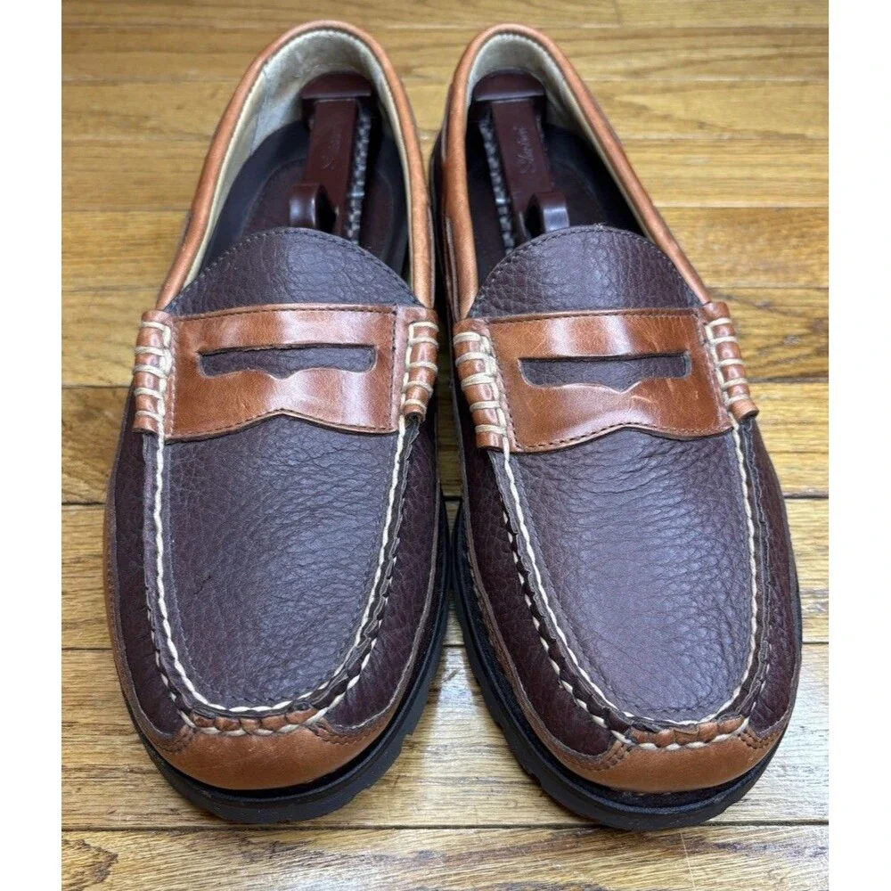 L.L.Bean Men’s Allagash Bison Handsewn Penny Loafers Leather Brown Size 10 EE